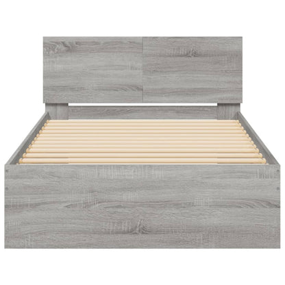 Bedframe Met Hoofdbord En Led Eiken Grijs sonoma 100 x 200 cm