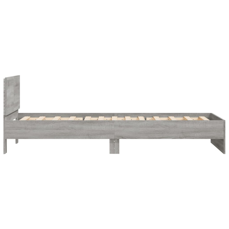 Bedframe Met Hoofdbord En Led Eiken Grijs sonoma 100 x 200 cm