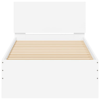 Bedframe met hoofdbord en LED-verlichting wit 90x200 cm
