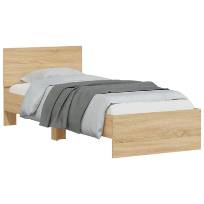 Bedframe met hoofdbord en LED sonoma eikenkleurig 90x200 cm