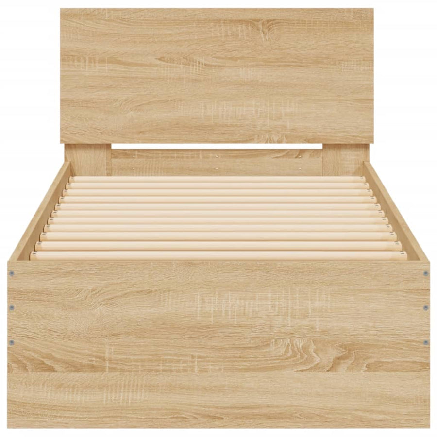 Bedframe met hoofdbord en LED sonoma eikenkleurig 90x200 cm
