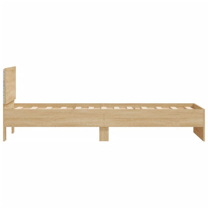 Bedframe met hoofdbord en LED sonoma eikenkleurig 90x200 cm