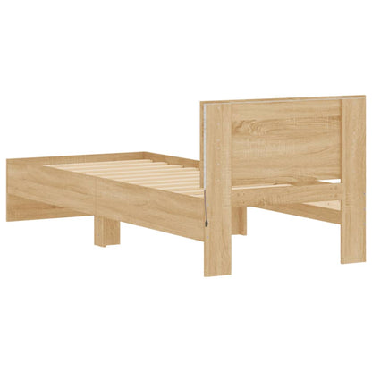 Bedframe met hoofdbord en LED sonoma eikenkleurig 90x200 cm