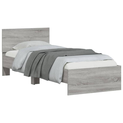 Bedframe met hoofdbord en LED grijs sonoma eikenkleur 90x200 cm