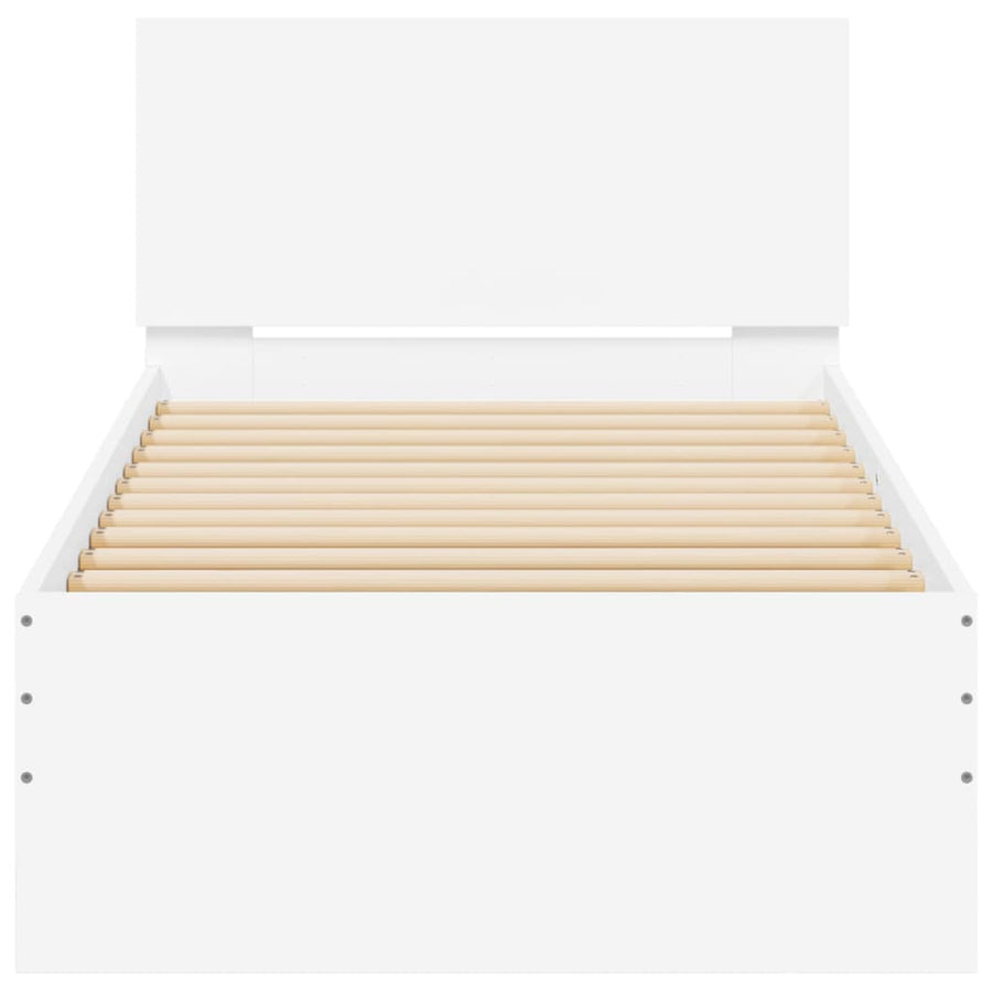Bedframe met hoofdbord en LED-verlichting wit 90x190 cm