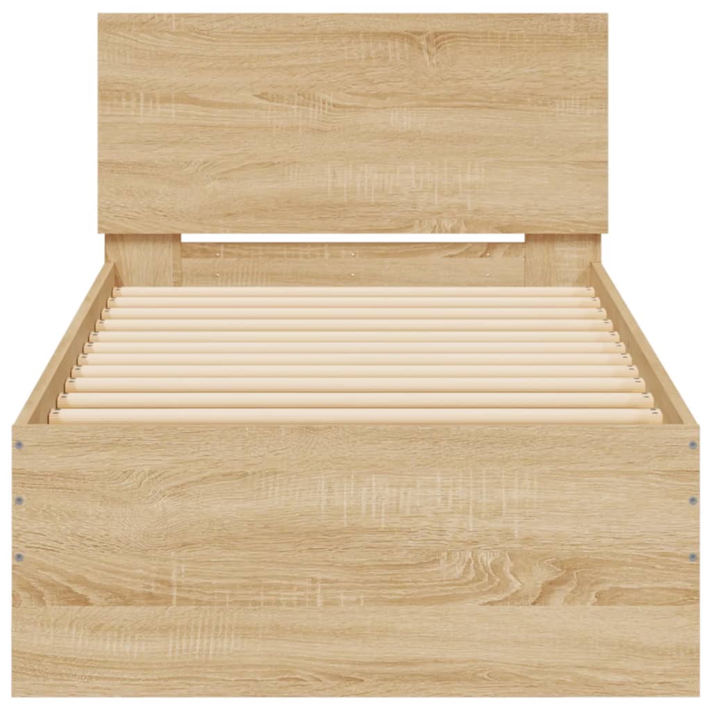 Bedframe met hoofdbord en LED sonoma eikenkleurig 90x190 cm
