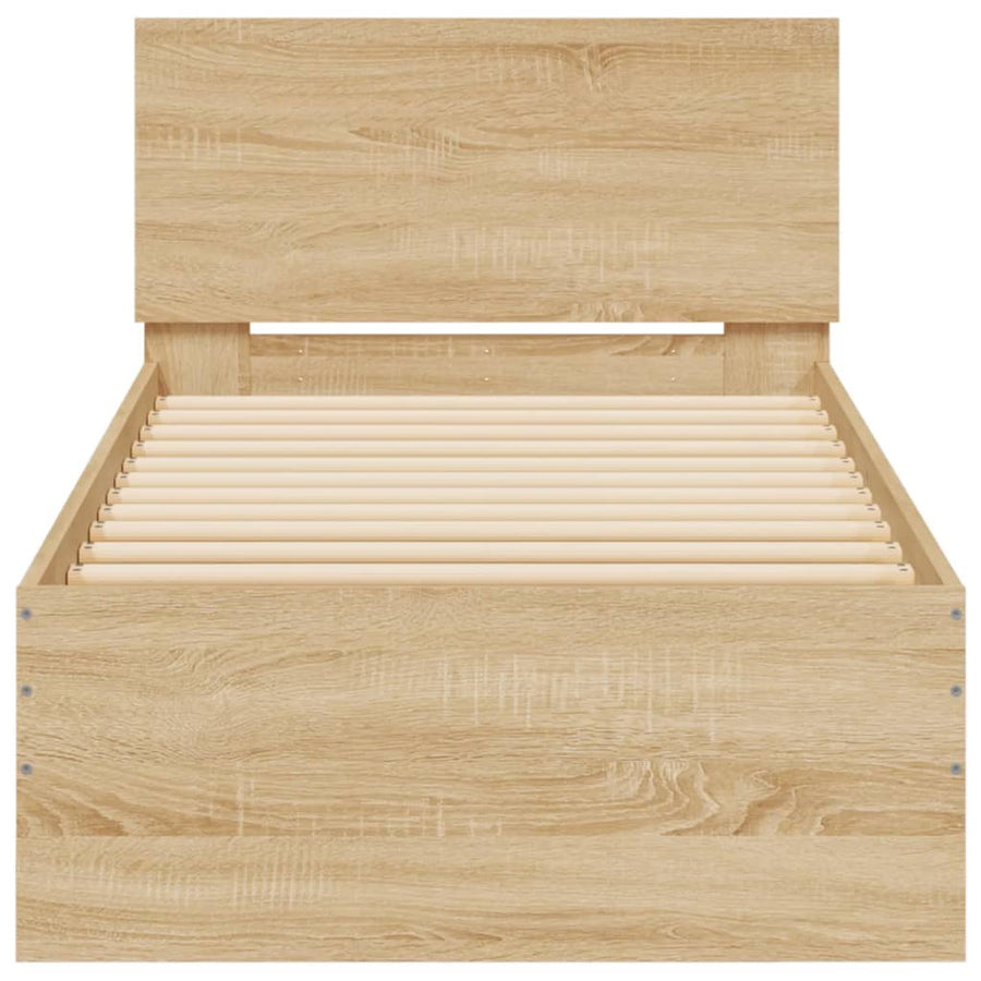 Bedframe met hoofdbord en LED sonoma eikenkleurig 90x190 cm