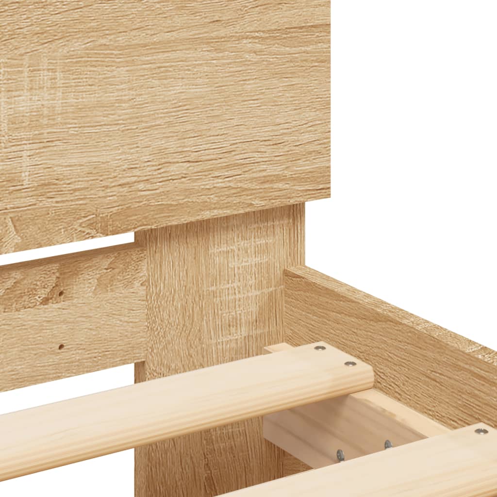 Bedframe met hoofdbord en LED sonoma eikenkleurig 90x190 cm