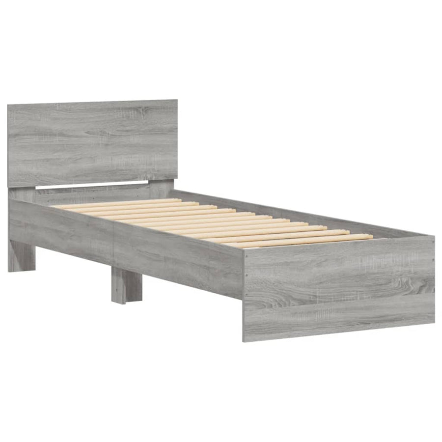 Bedframe met hoofdbord en LED grijs sonoma eikenkleur 90x190 cm