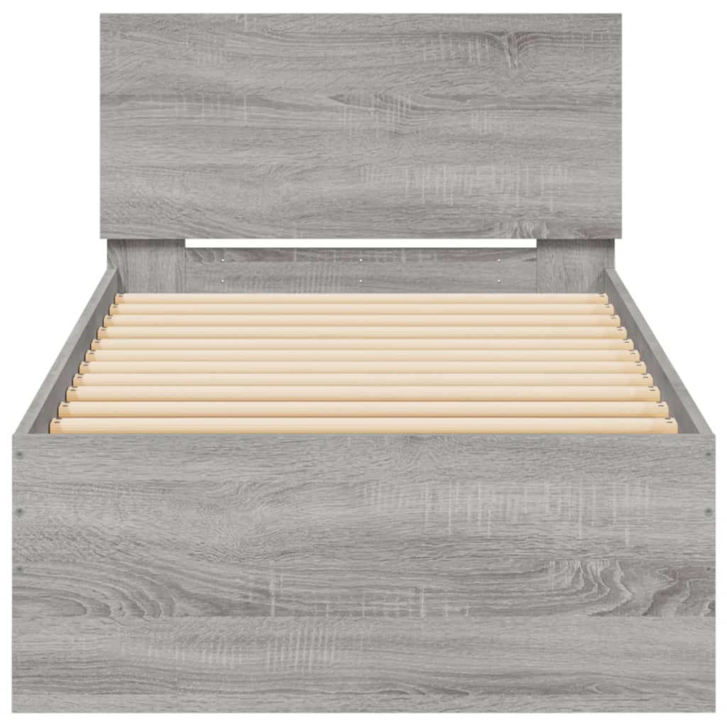 Bedframe met hoofdbord en LED grijs sonoma eikenkleur 90x190 cm
