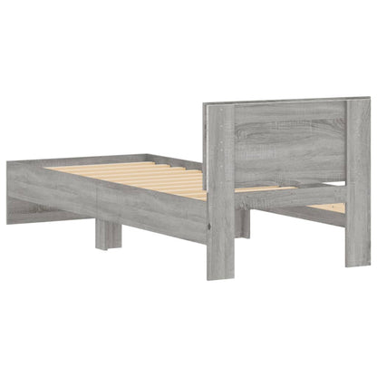 Bedframe met hoofdbord en LED grijs sonoma eikenkleur 90x190 cm