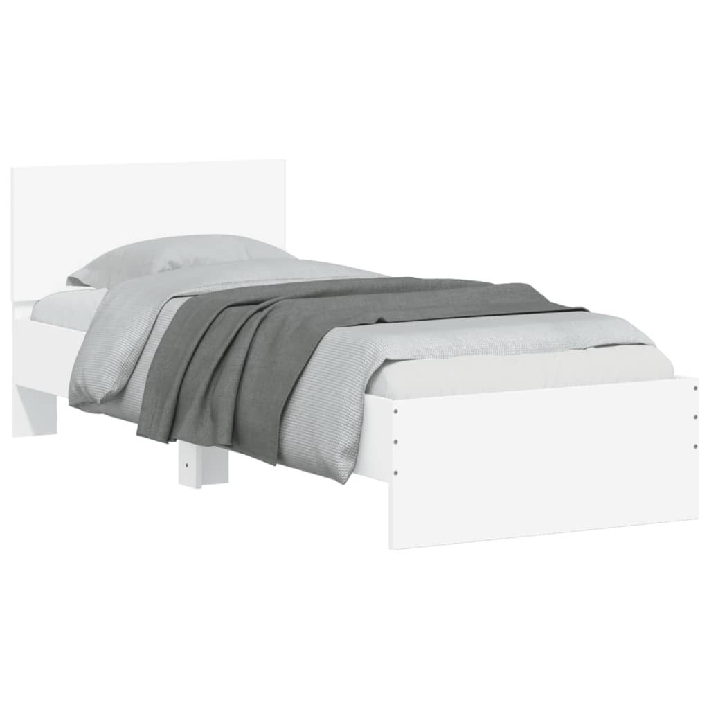 Bedframe met hoofdbord en LED-verlichting wit 75x190 cm