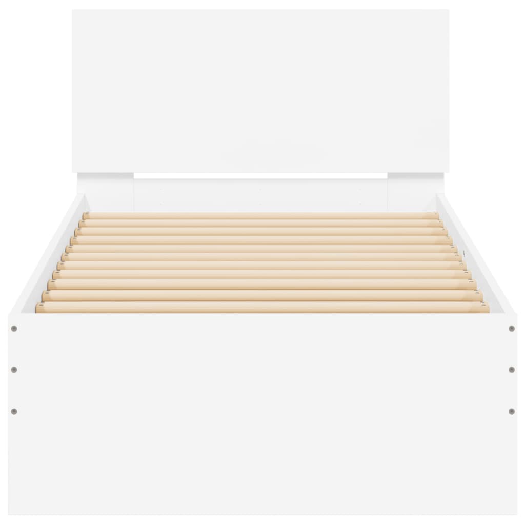 Bedframe met hoofdbord en LED-verlichting wit 75x190 cm