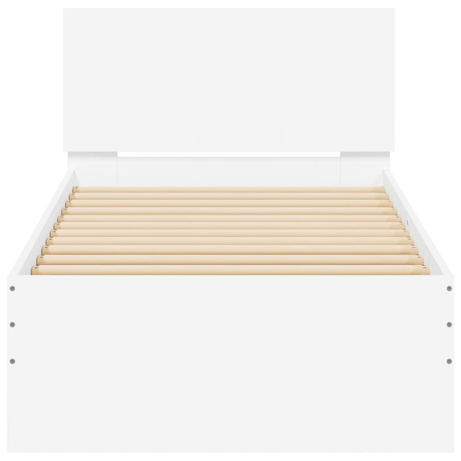 Bedframe met hoofdbord en LED-verlichting wit 75x190 cm