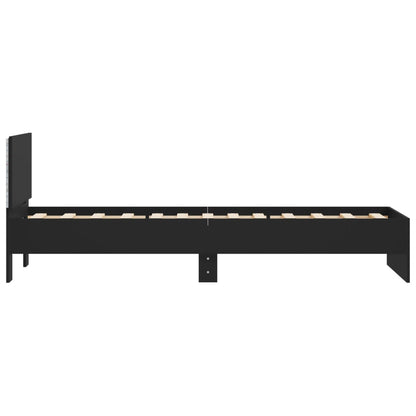 Bedframe met hoofdbord en LED-verlichting zwart 75x190 cm
