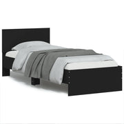 Bedframe met hoofdbord en LED zwart 75x190 cm