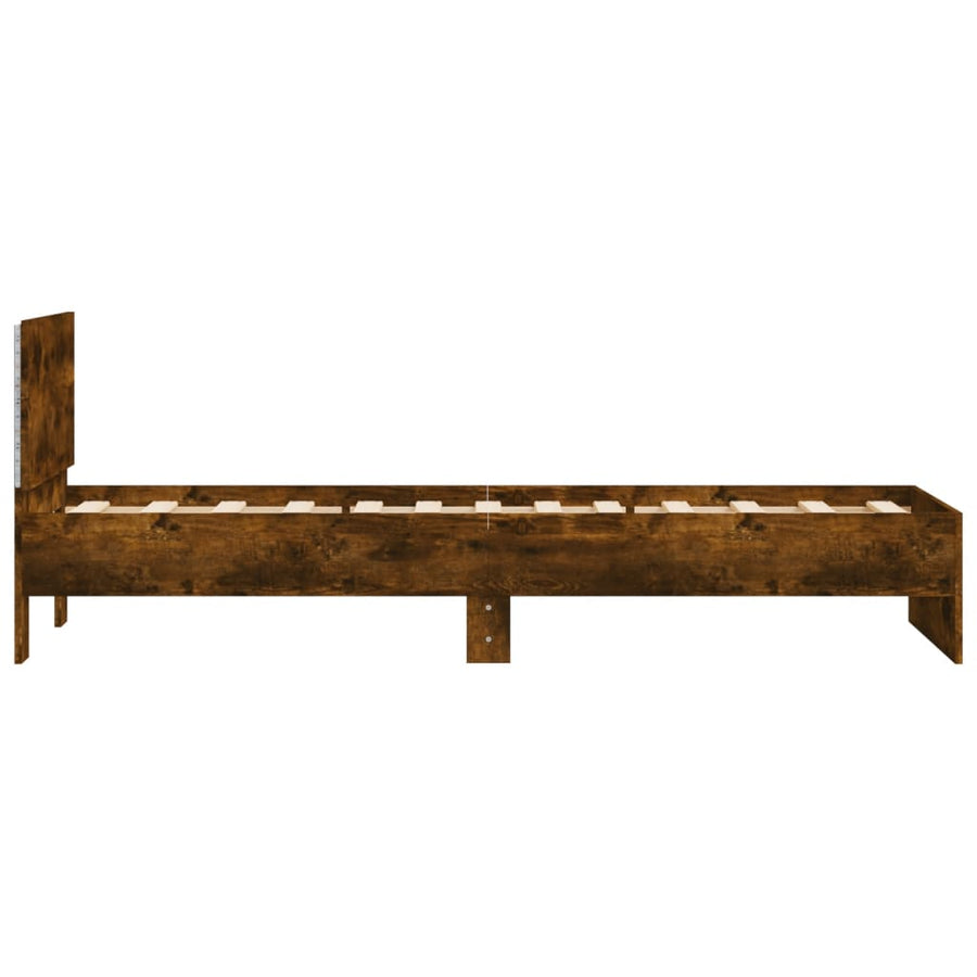 Bedframe met hoofdbord en LED gerookt eikenkleurig 75x190 cm