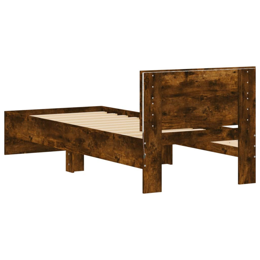 Bedframe met hoofdbord en LED gerookt eikenkleurig 75x190 cm