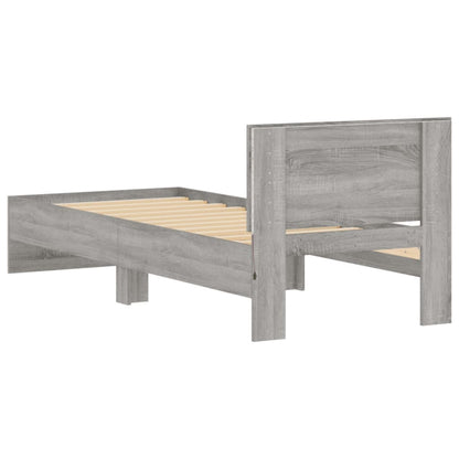Bedframe met hoofdbord en LED grijs sonoma eikenkleur 75x190 cm