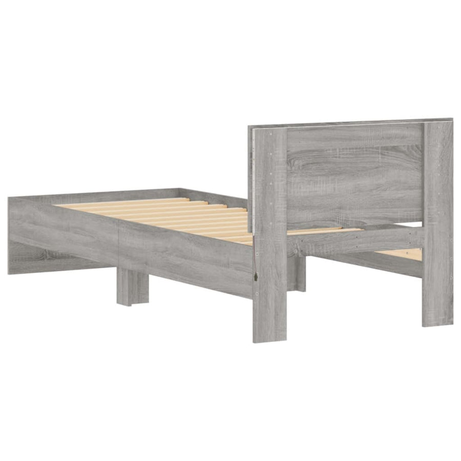 Bedframe met hoofdbord en LED grijs sonoma eikenkleur 75x190 cm