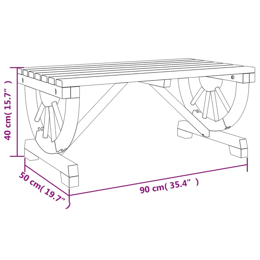 Tuintafel 90x50x40 cm massief vurenhout
