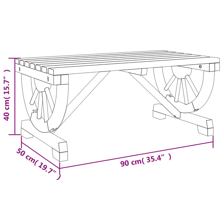 Tuintafel 90x50x40 cm massief vurenhout