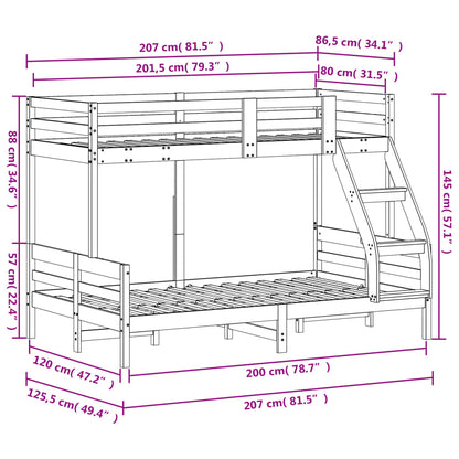 Stapelbed Massief Grenenhout 80X200/120X200 Cm Naturel
