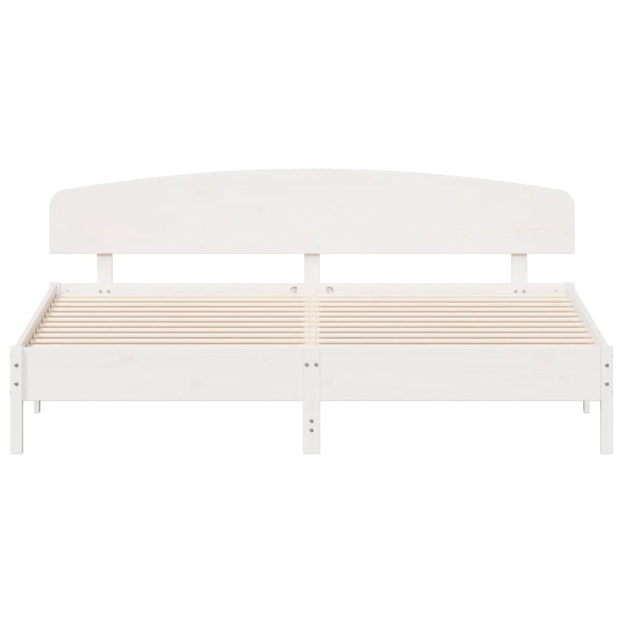 Bedframe met hoofdbord massief grenenhout wit 200x200 cm