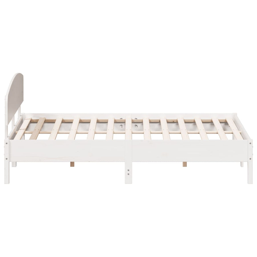 Bedframe met hoofdbord massief grenenhout wit 200x200 cm