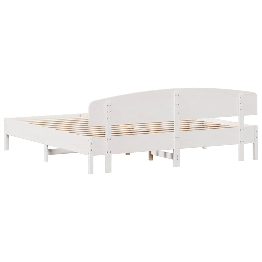 Bedframe met hoofdbord massief grenenhout wit 200x200 cm