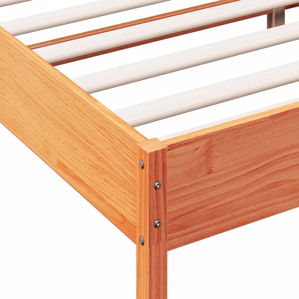Bedframe met hoofdbord massief grenenhout wasbruin 200x200 cm
