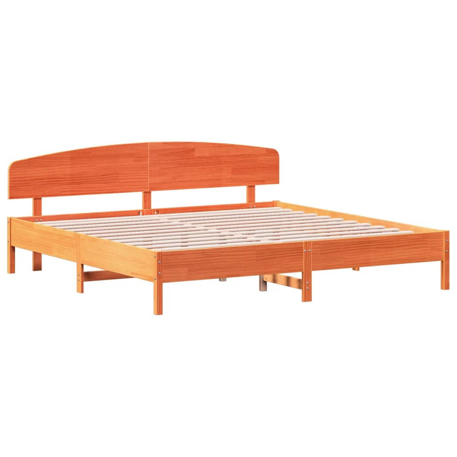 Bedframe met hoofdbord massief grenenhout wasbruin 180x200 cm