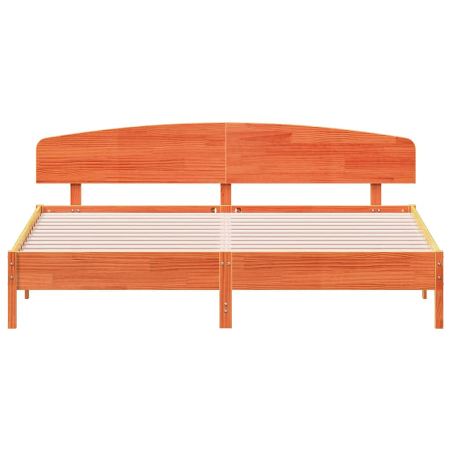 Bedframe met hoofdbord massief grenenhout wasbruin 180x200 cm