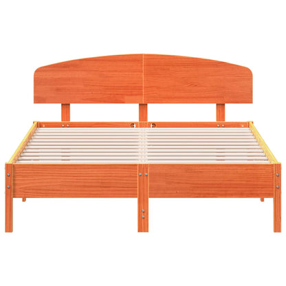 Bedframe met hoofdbord massief grenenhout wasbruin 150x200 cm