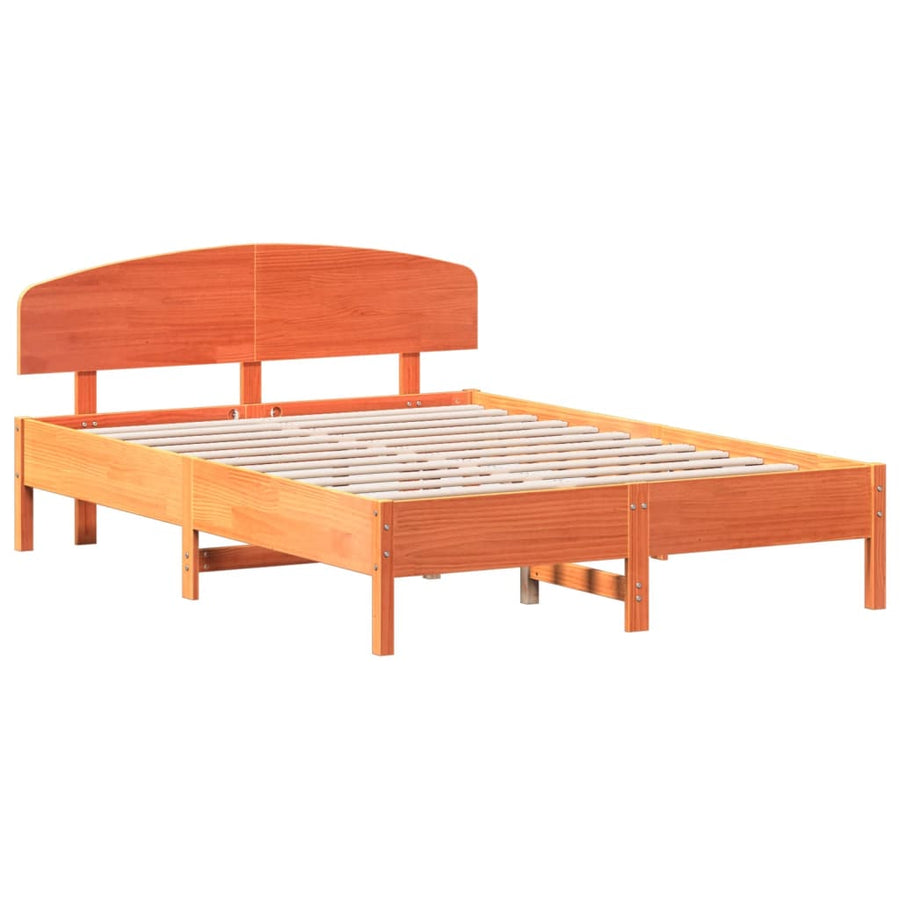 Bedframe met hoofdbord grenenhout wasbruin 140x200 cm