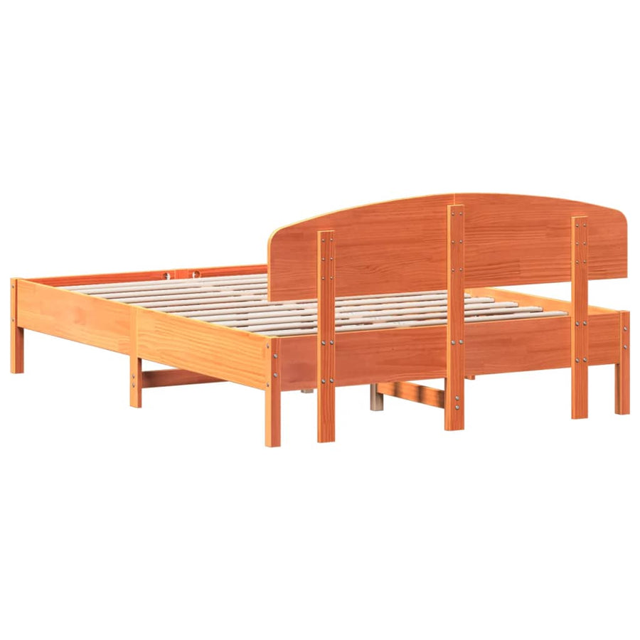 Bedframe met hoofdbord grenenhout wasbruin 140x200 cm