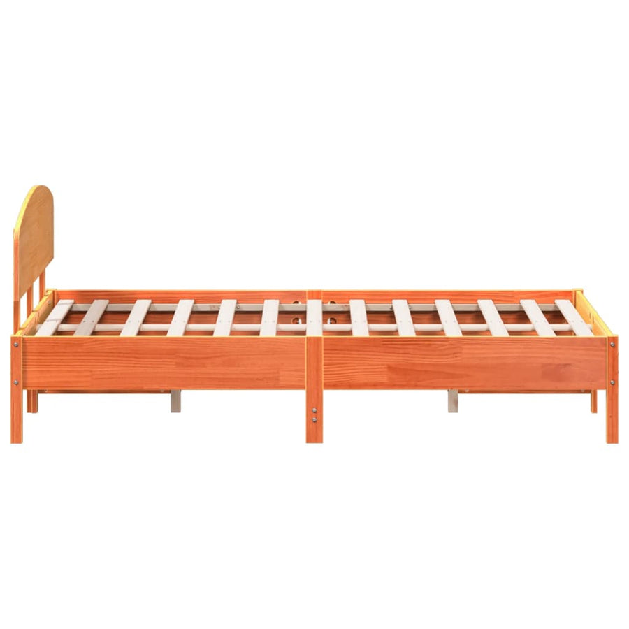 Bedframe met hoofdbord massief grenenhout wasbruin 120x200 cm