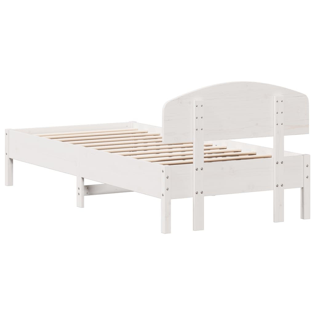 Bedframe met hoofdeinde 100x200 cm massief grenenhout wit