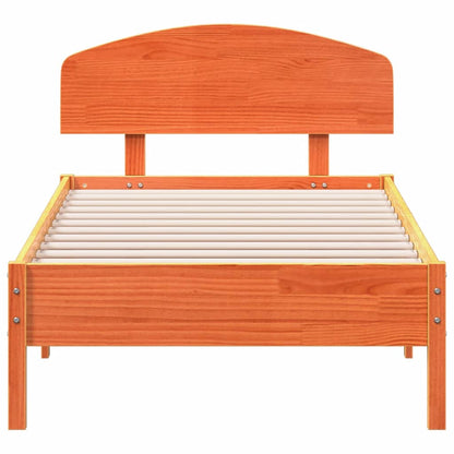 Bedframe met hoofdbord massief grenenhout wasbruin 100x200 cm