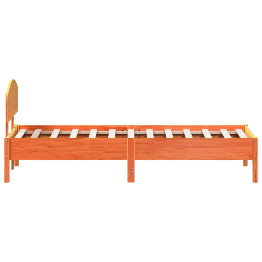 Bedframe met hoofdbord massief grenenhout wasbruin 100x200 cm