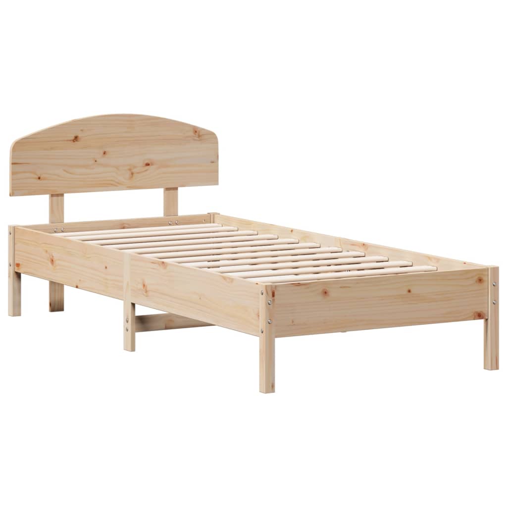 Bedframe met hoofdbord massief grenenhout 90x200 cm