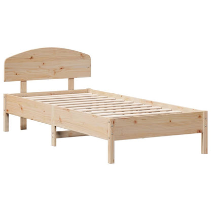 Bedframe met hoofdbord massief grenenhout 90x200 cm