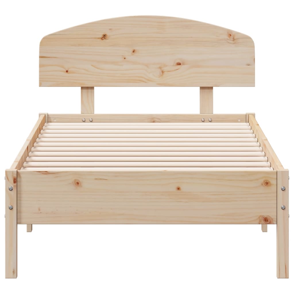 Bedframe met hoofdbord massief grenenhout 90x200 cm