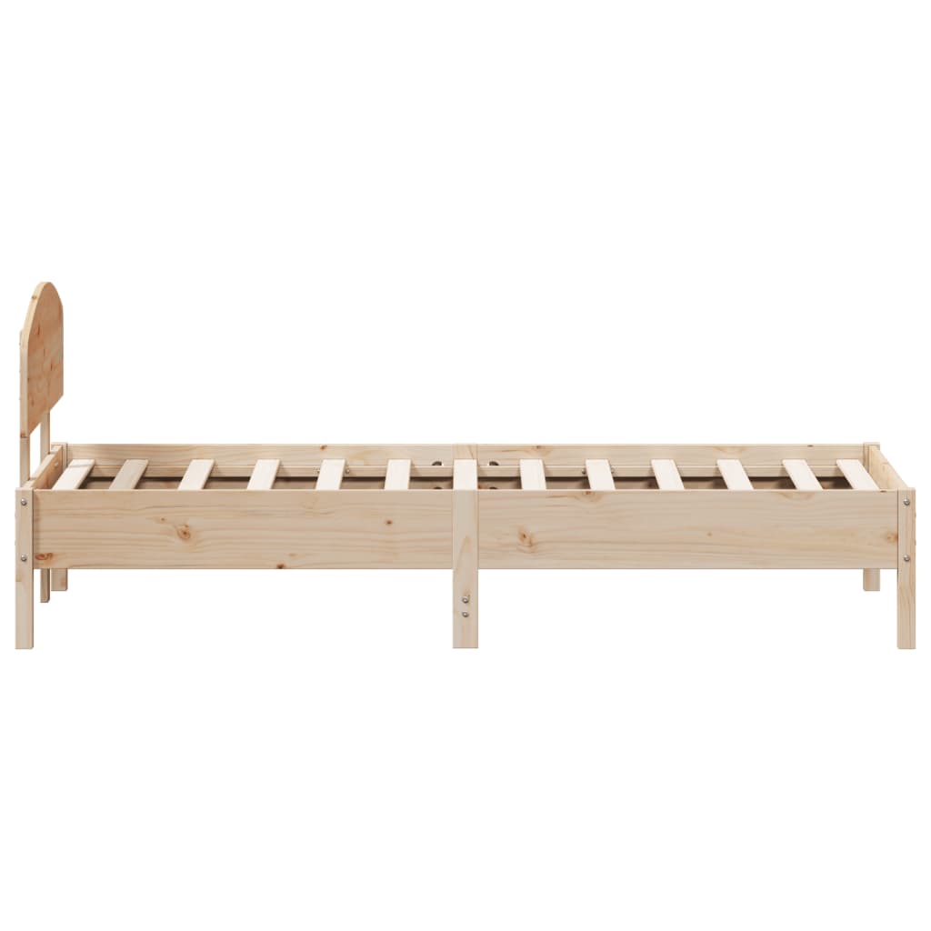 Bedframe met hoofdbord massief grenenhout 90x200 cm