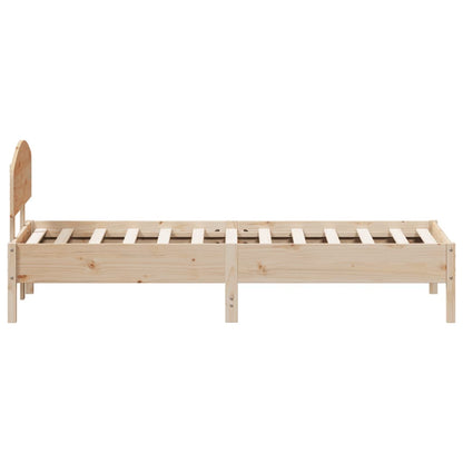 Bedframe met hoofdbord massief grenenhout 90x200 cm