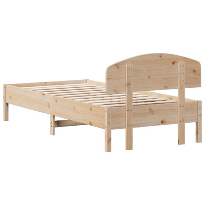 Bedframe met hoofdbord massief grenenhout 90x200 cm
