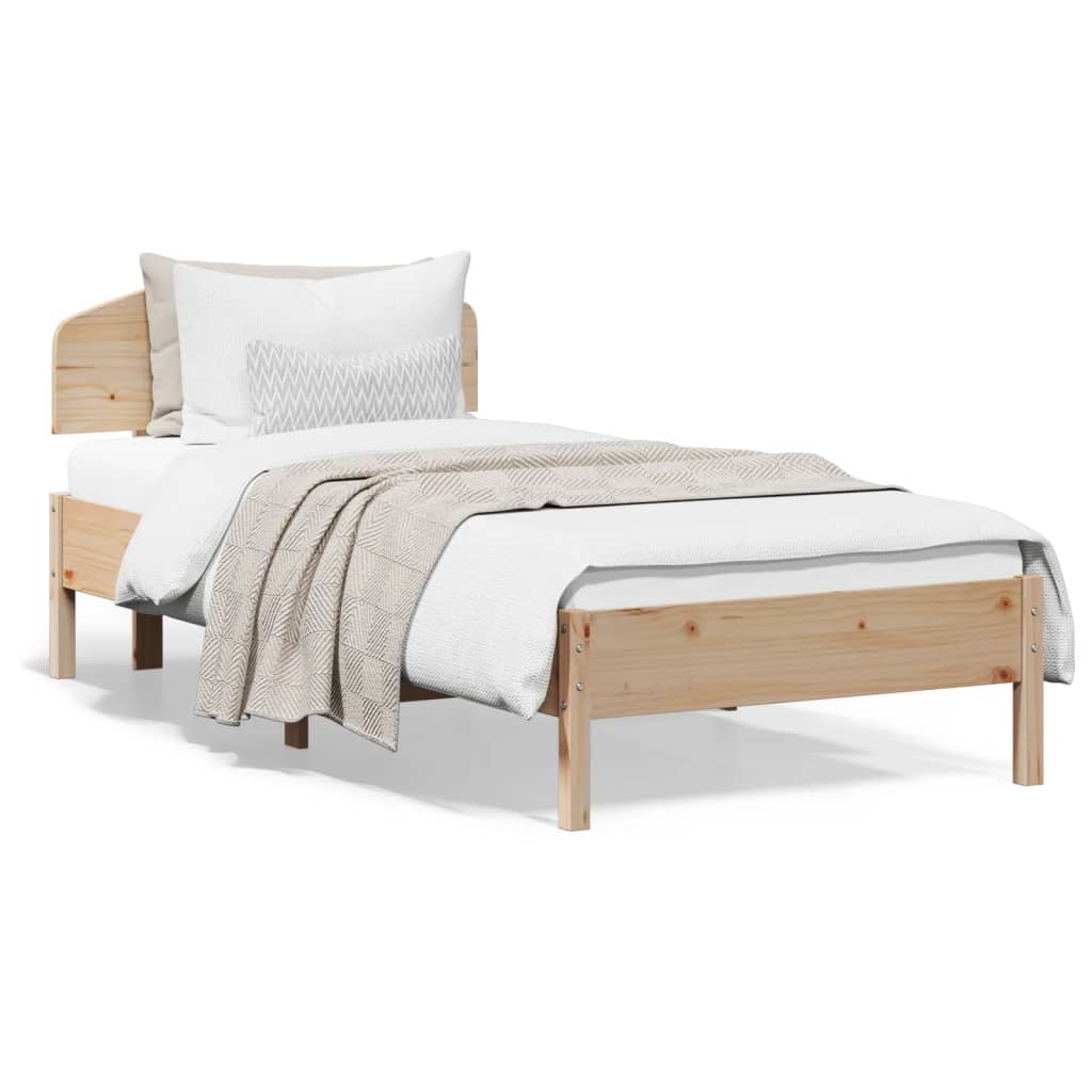 Bedframe met hoofdbord massief grenenhout 90x200 cm