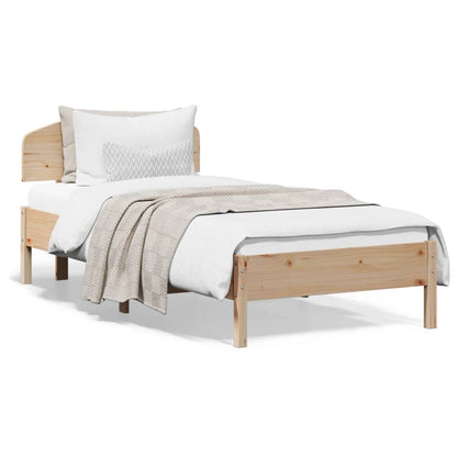 Bedframe met hoofdbord massief grenenhout 90x200 cm