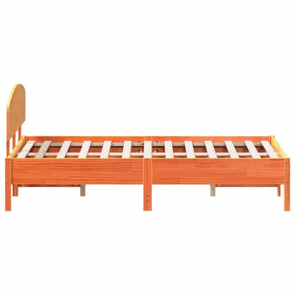 Bedframe met hoofdbord massief grenenhout wasbruin 140x190 cm