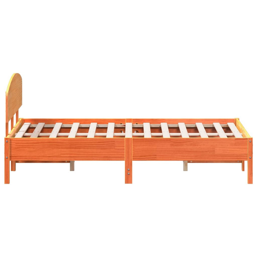 Bedframe met hoofdbord massief grenenhout wasbruin 120x190 cm
